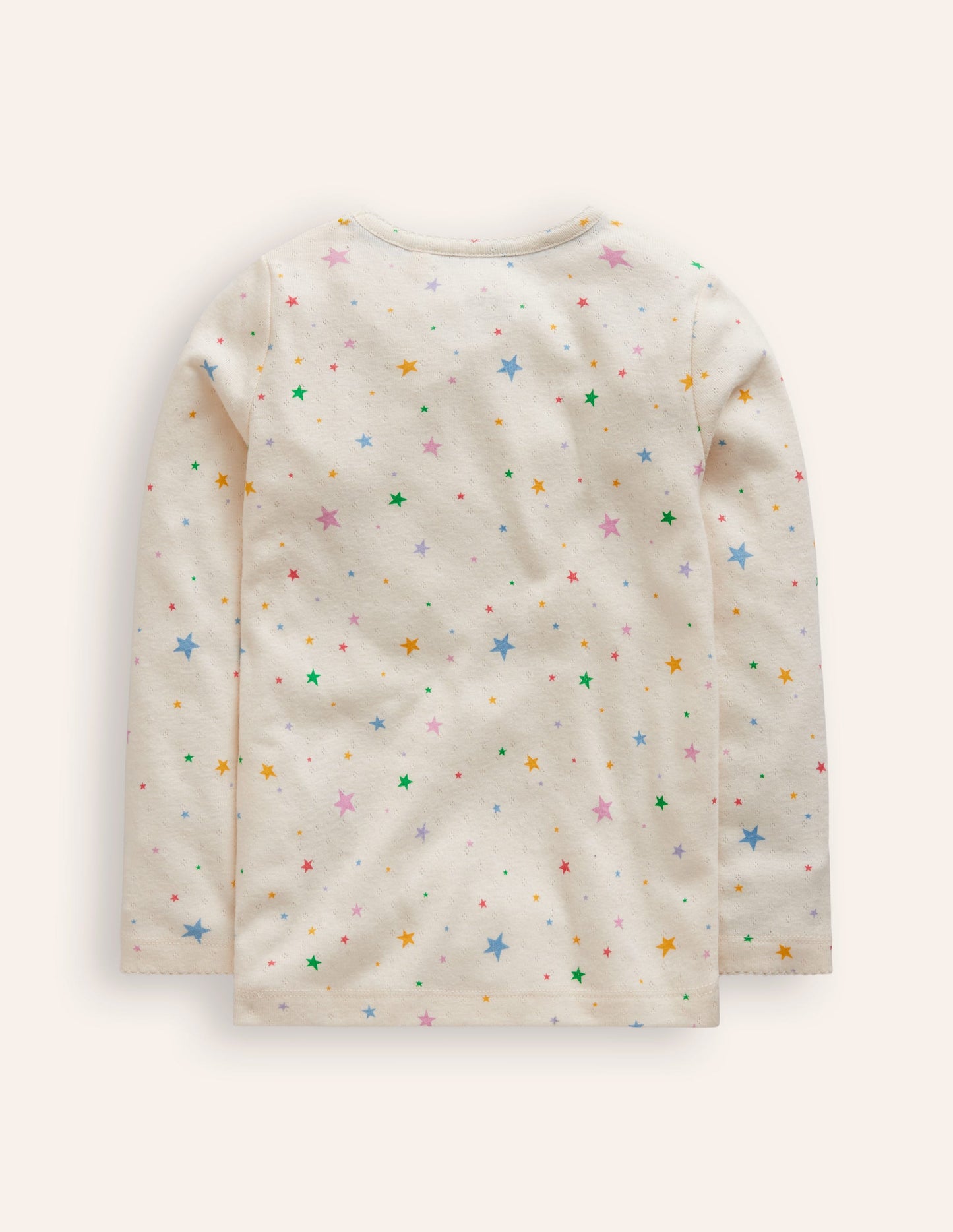 Long Sleeve Pointelle Top-Multi LIttle Stars