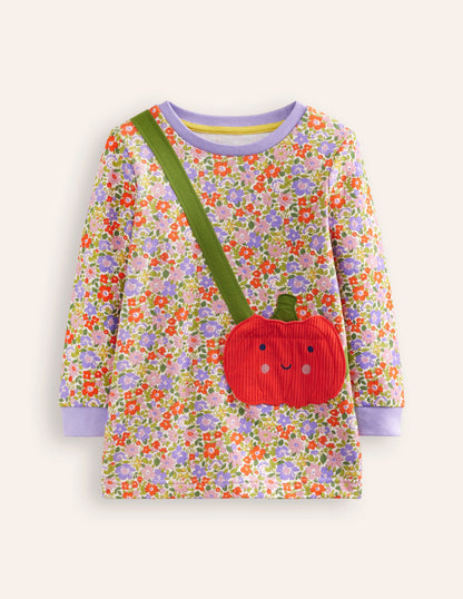 Appliqué Bag Tunic -Aster Purple Flowerbed Pumpkin