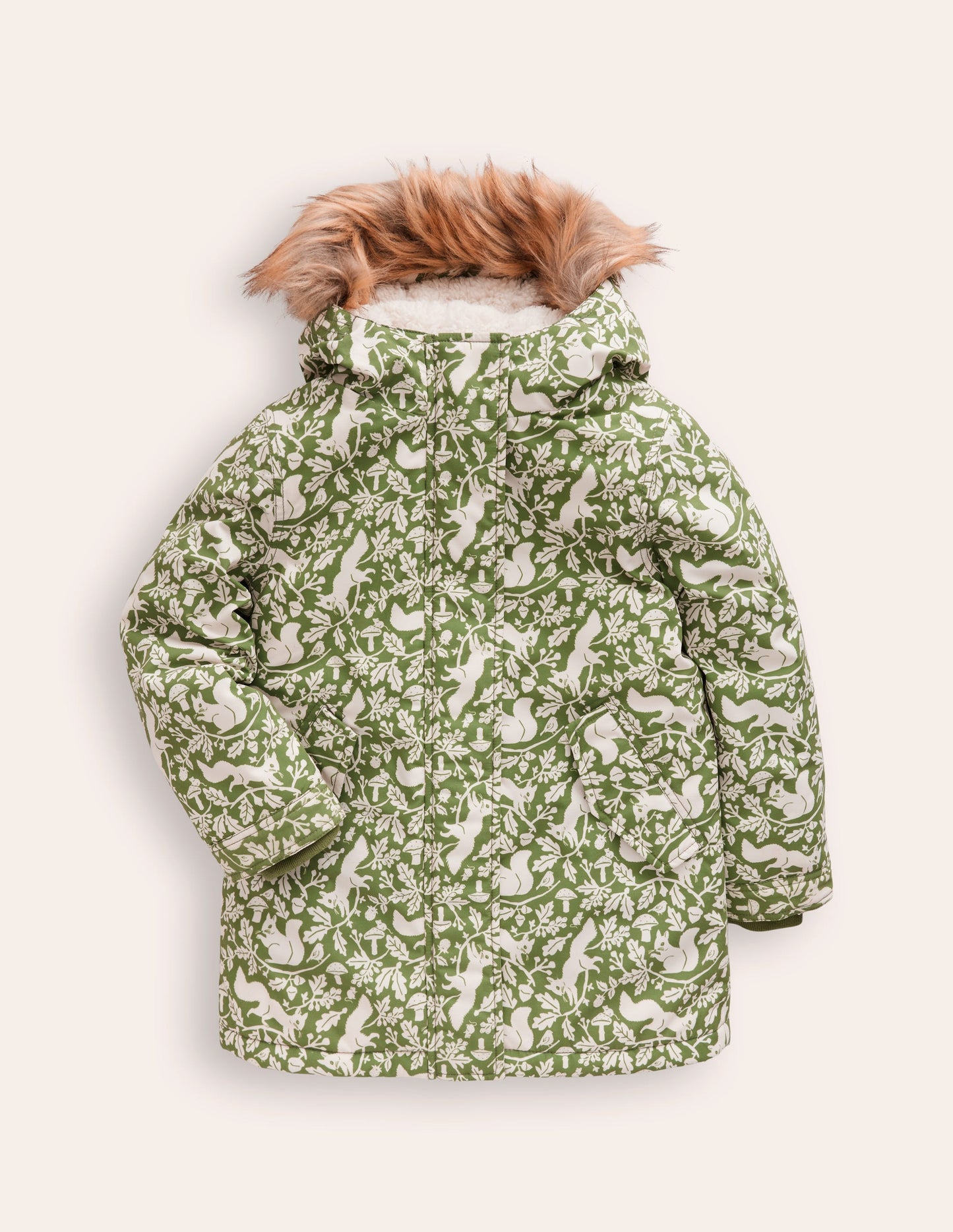 Authentic Waterproof Parka -Safari Green Woodland Squirrel