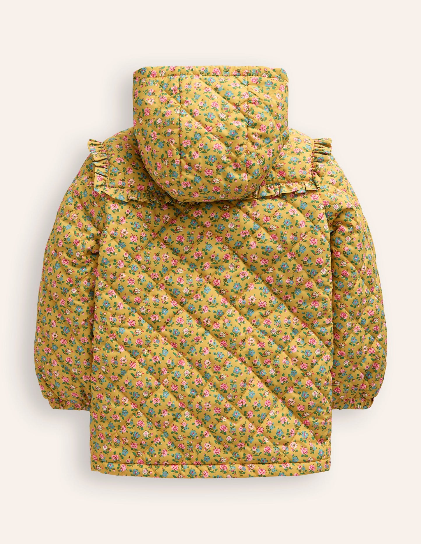 Pretty Quilted Coat-Canary Yellow Tiny Floral