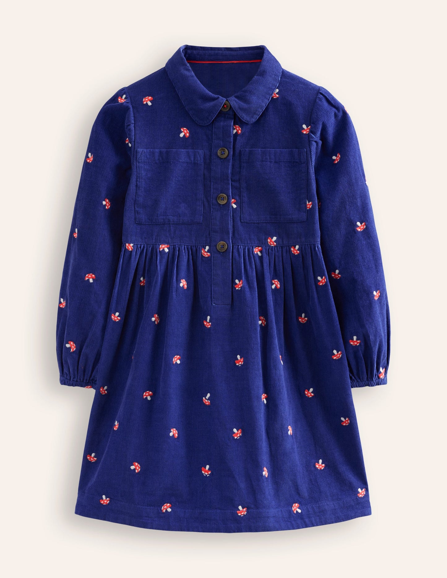 Aubrey Puff Sleeve Shirt Dress -Sapphire Toadstool Embroidery