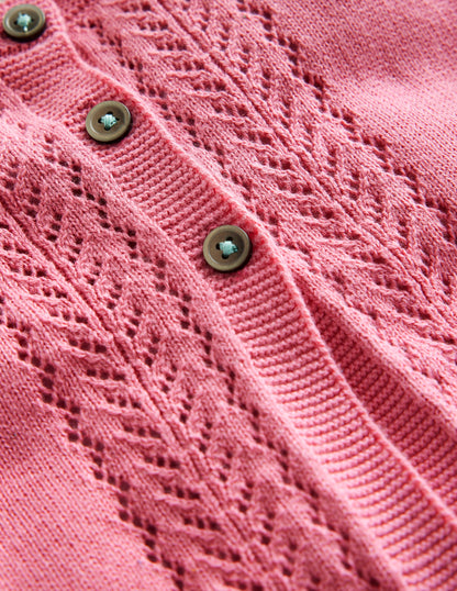 Pointelle Cotton Cardigan-Formica Pink