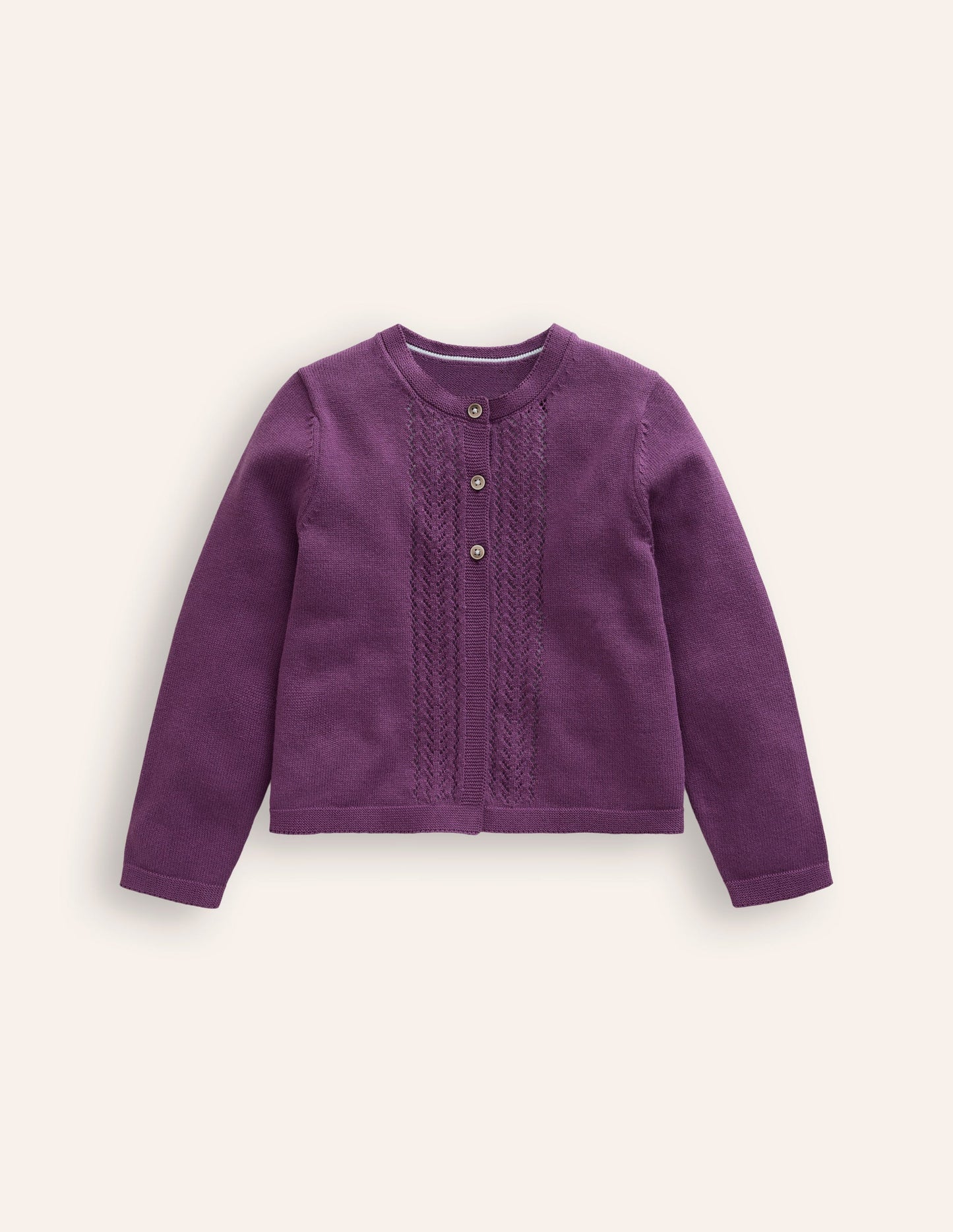 Pointelle Cotton Cardigan-Purple Berry Smoothie