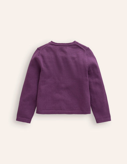 Pointelle Cotton Cardigan-Purple Berry Smoothie