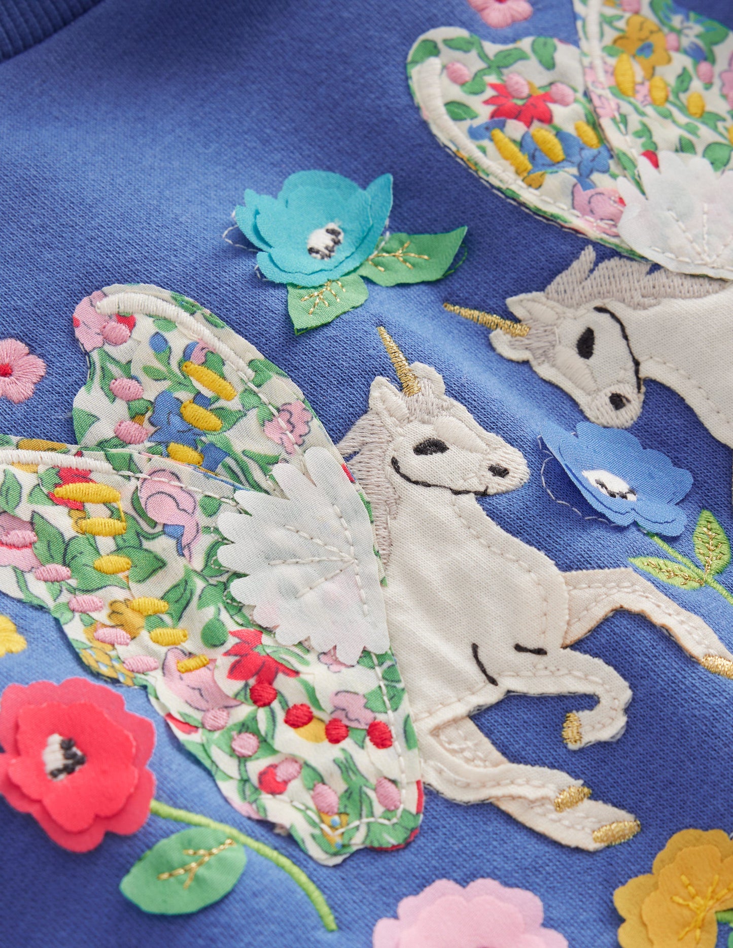 Appliqué Sweatshirt-Bluejay Blue Unicorn