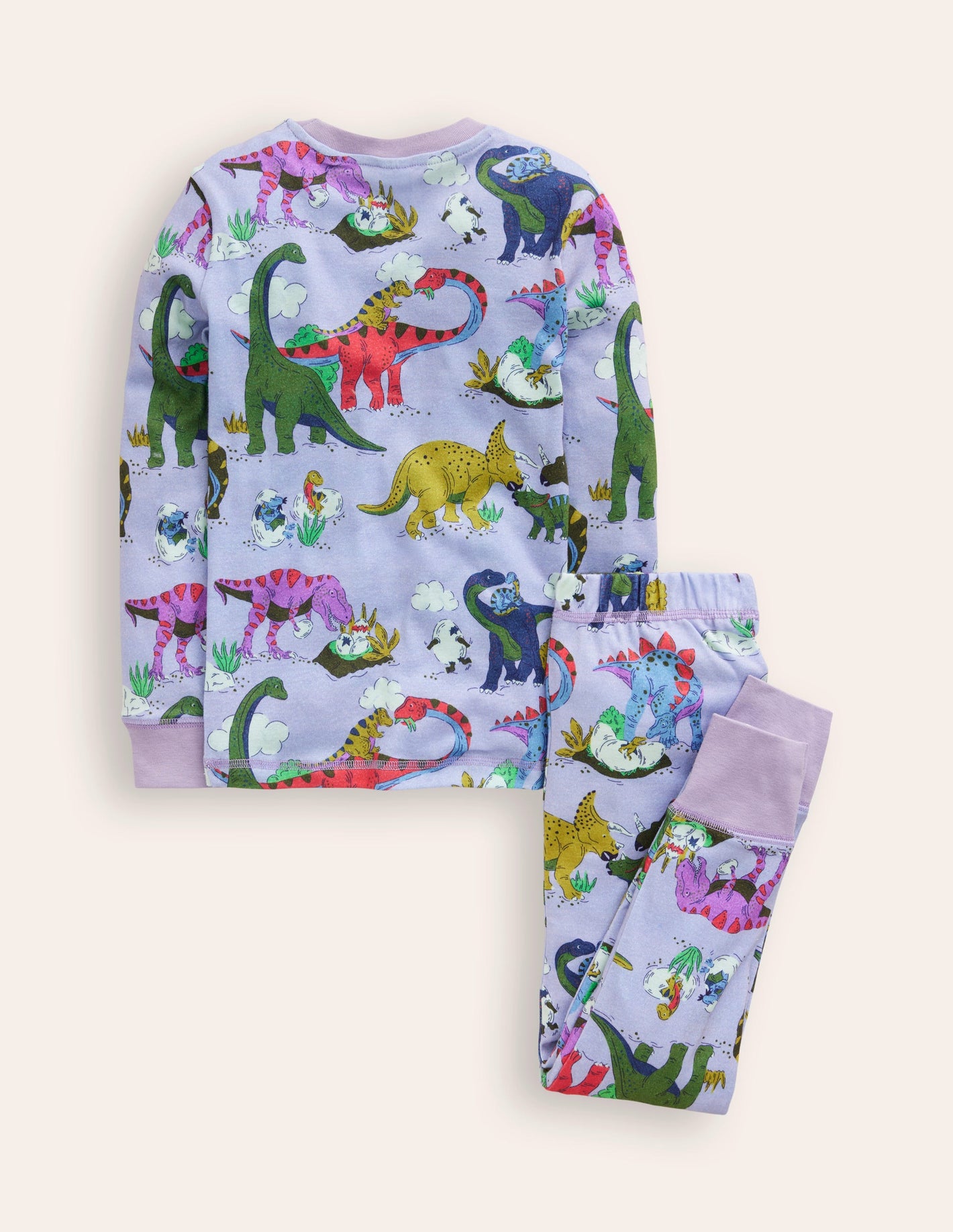 Snug Long John Pyjamas-Lilac Dino Family