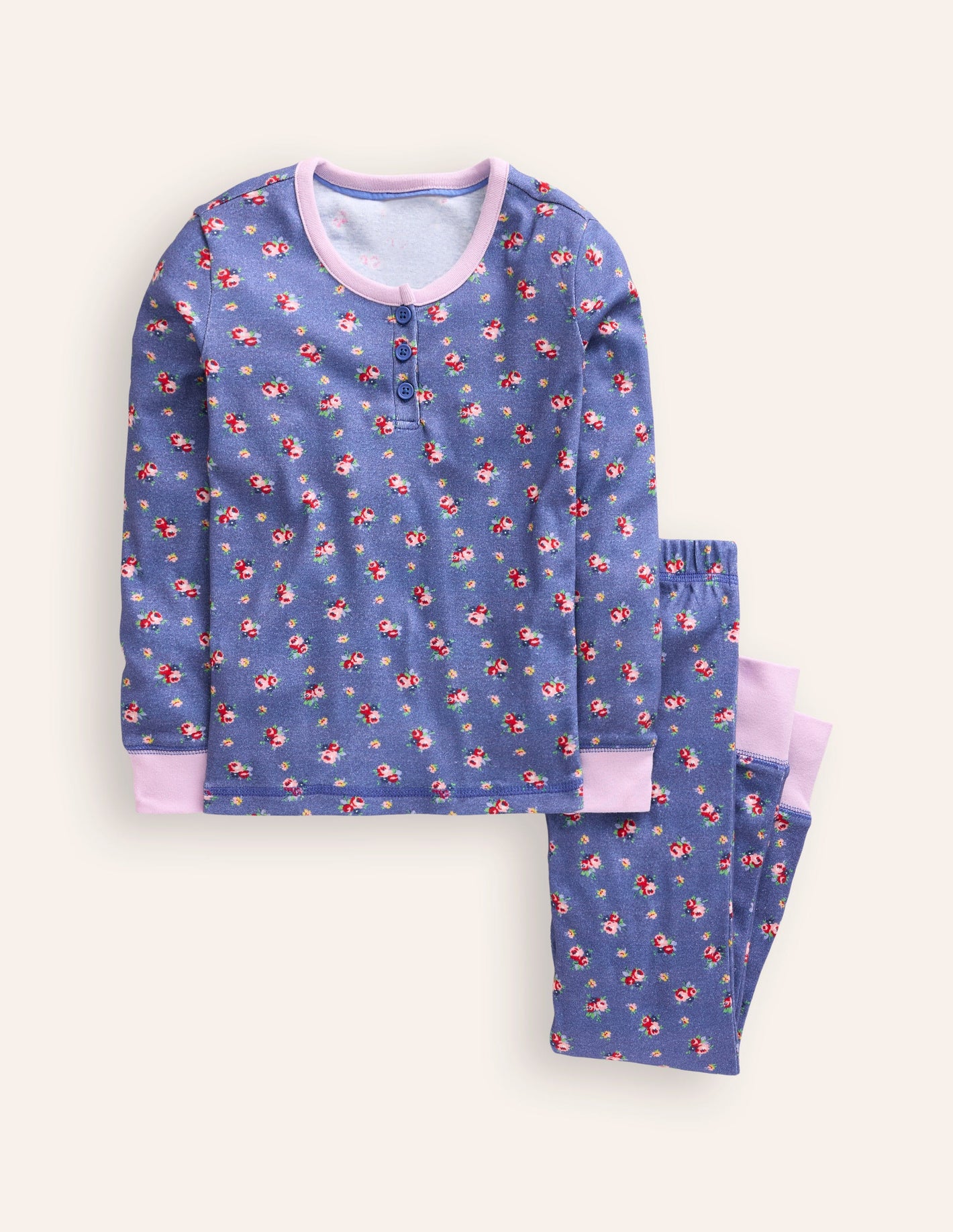 Snug Henley Pyjamas-Bluejay Bouquet