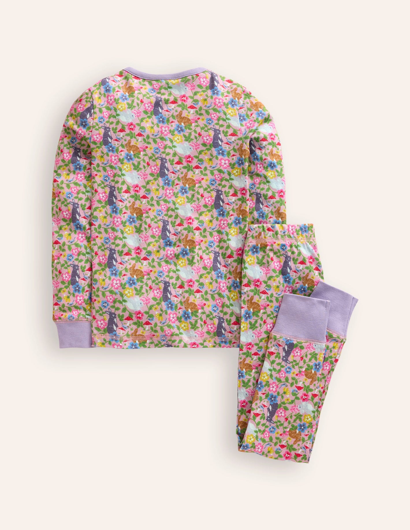 Snug Henley Pyjamas-Vintage Pink Bunny Field