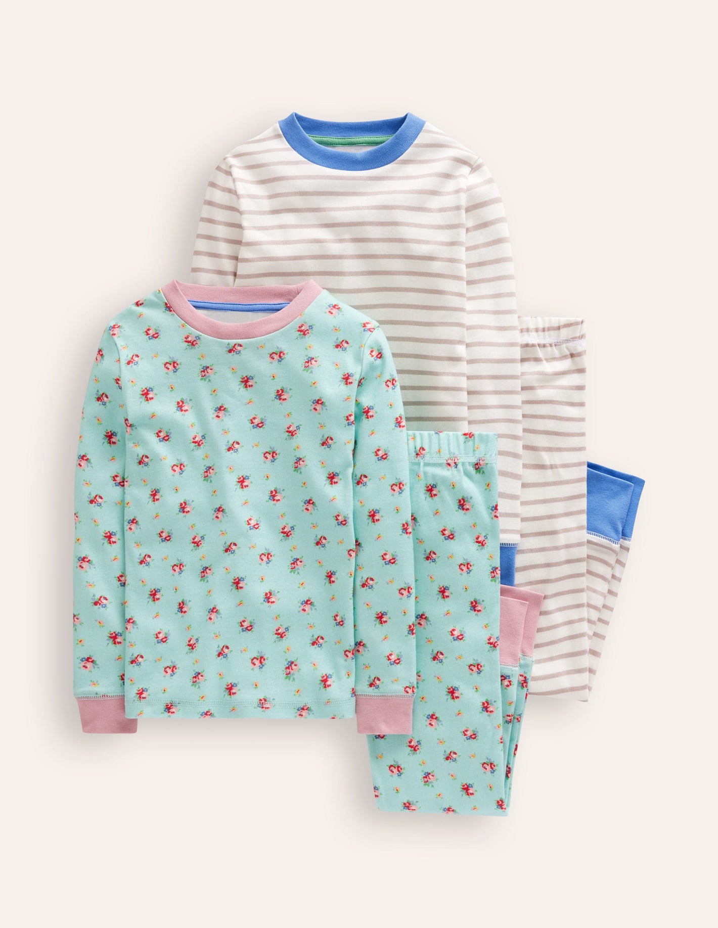 Twin Pack Snug Pyjamas-Spearmint Bouquet