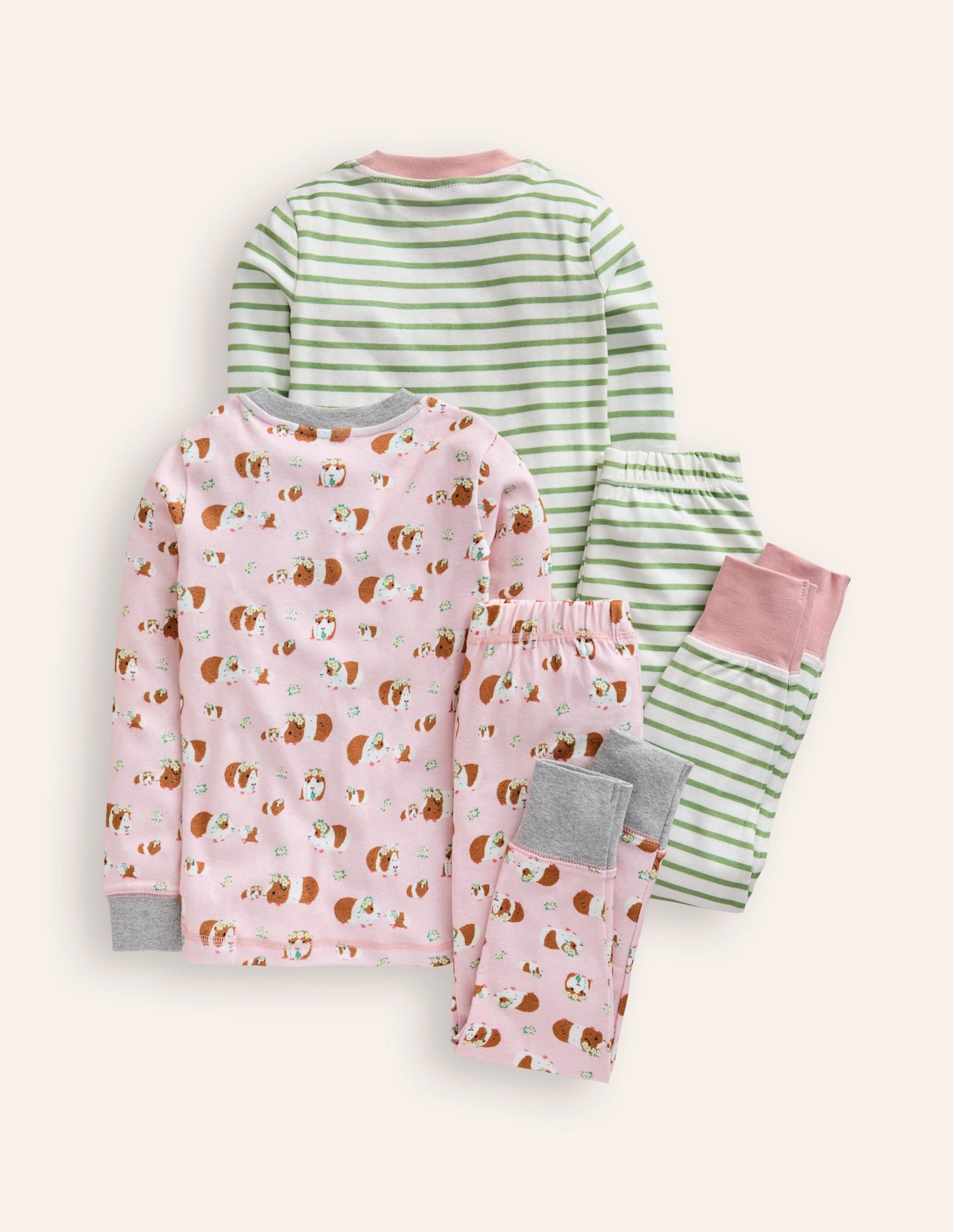 Twin Pack Snug Pyjamas-Ballet Pink Guinea Pigs