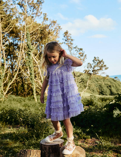 Winnie Tulle Tiered Dress-Misty Lavender