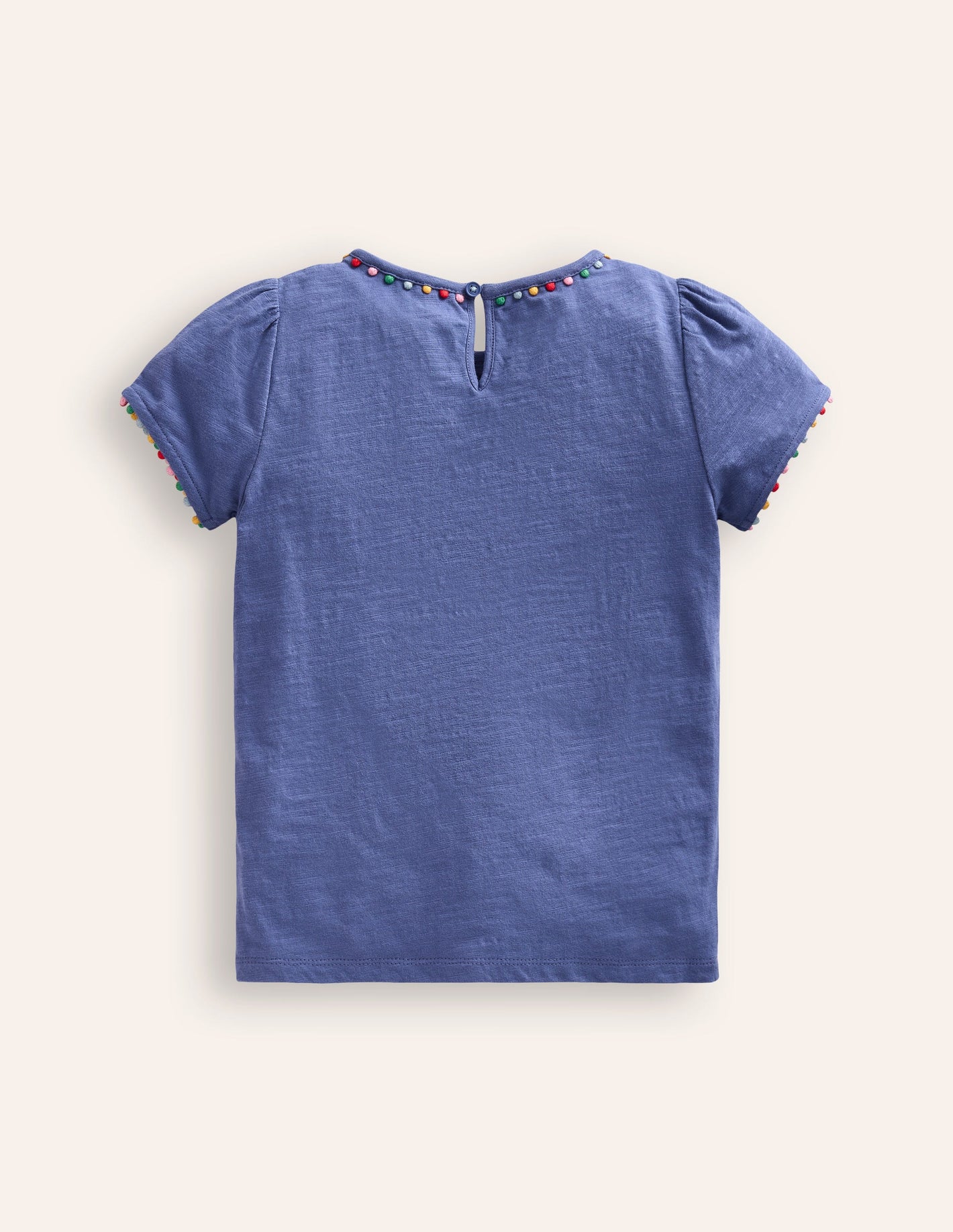 Ali Puff Sleeve Pom T-Shirt-Orion Blue