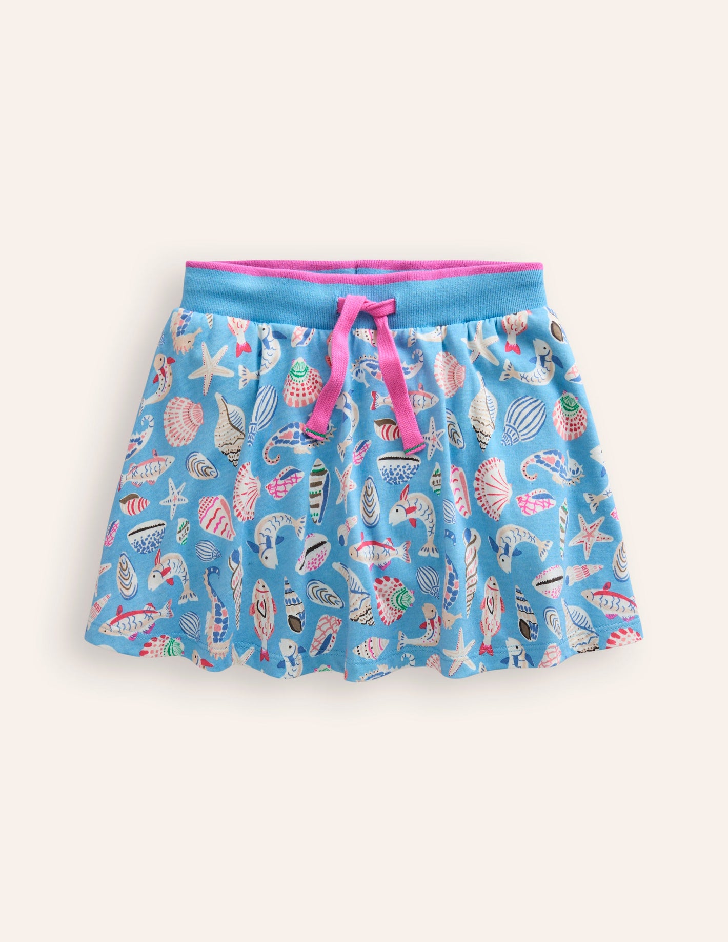 Printed Jersey Skort-Vintage Blue Seashore