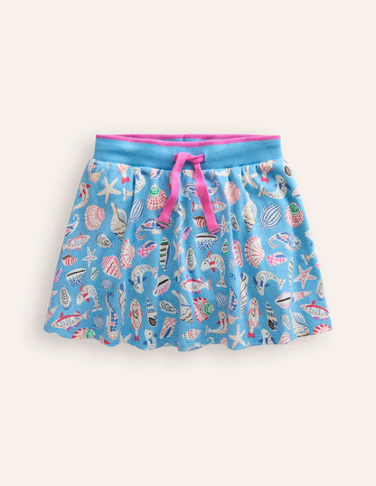 Printed Jersey Skort-Vintage Blue Seashore