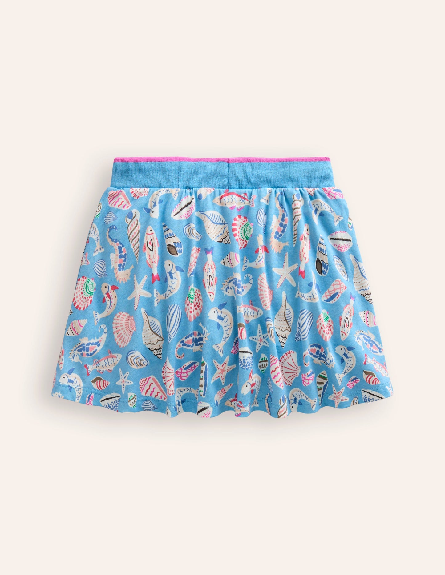 Printed Jersey Skort-Vintage Blue Seashore