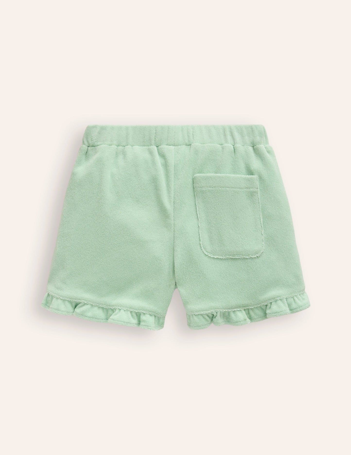 Frill Hem Towelling Shorts-Pistachio Green