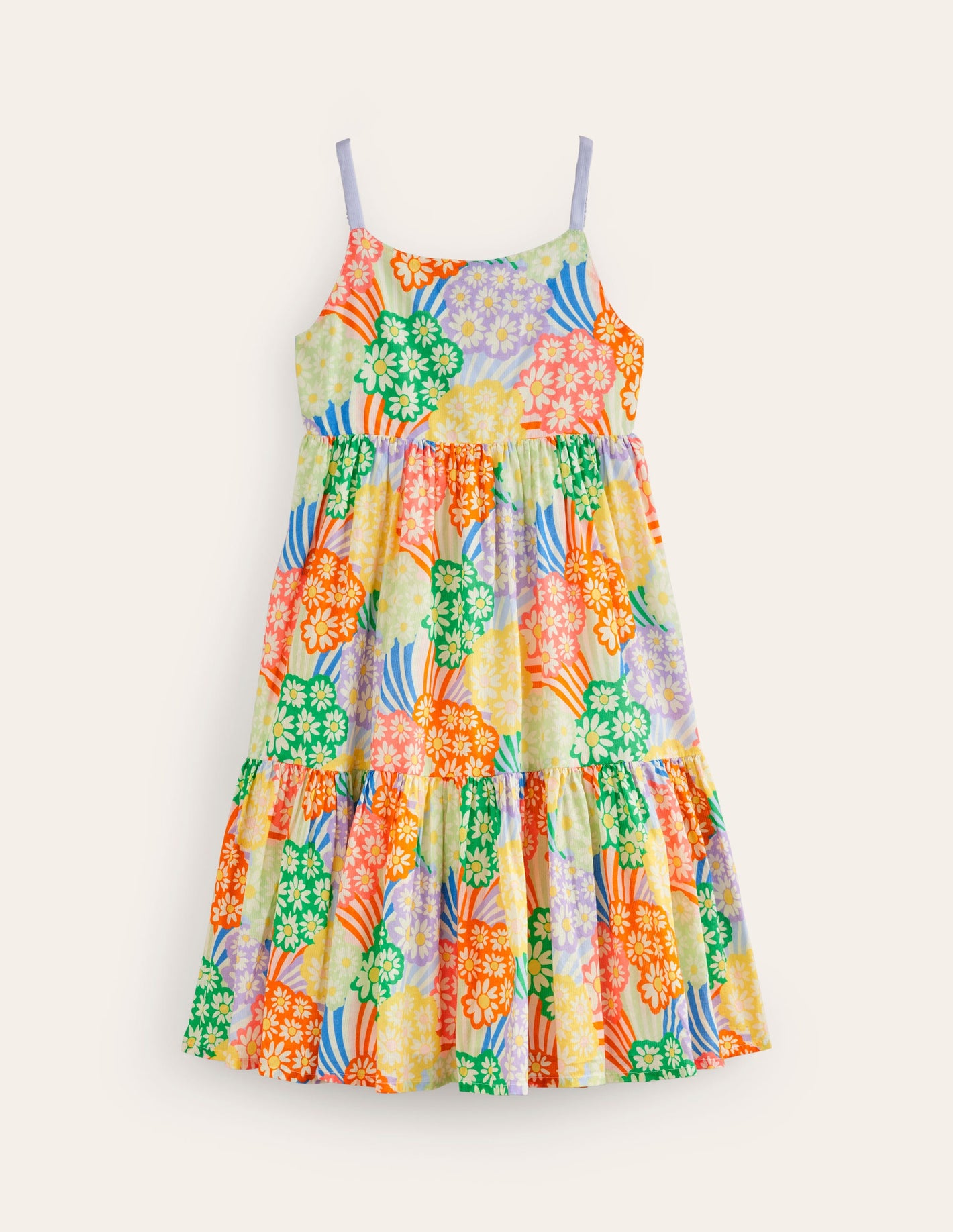 Tiered Twirly Sundress-Multi Rainbow Daisies