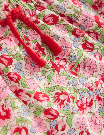 Frill Hem Woven Shorts-Bubblegum Peony Floral