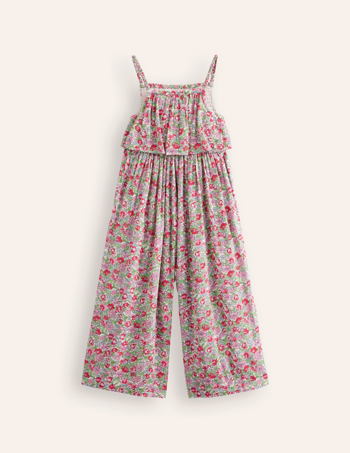 Wide Leg Jumpsuit-Bubblegum Peony Floral