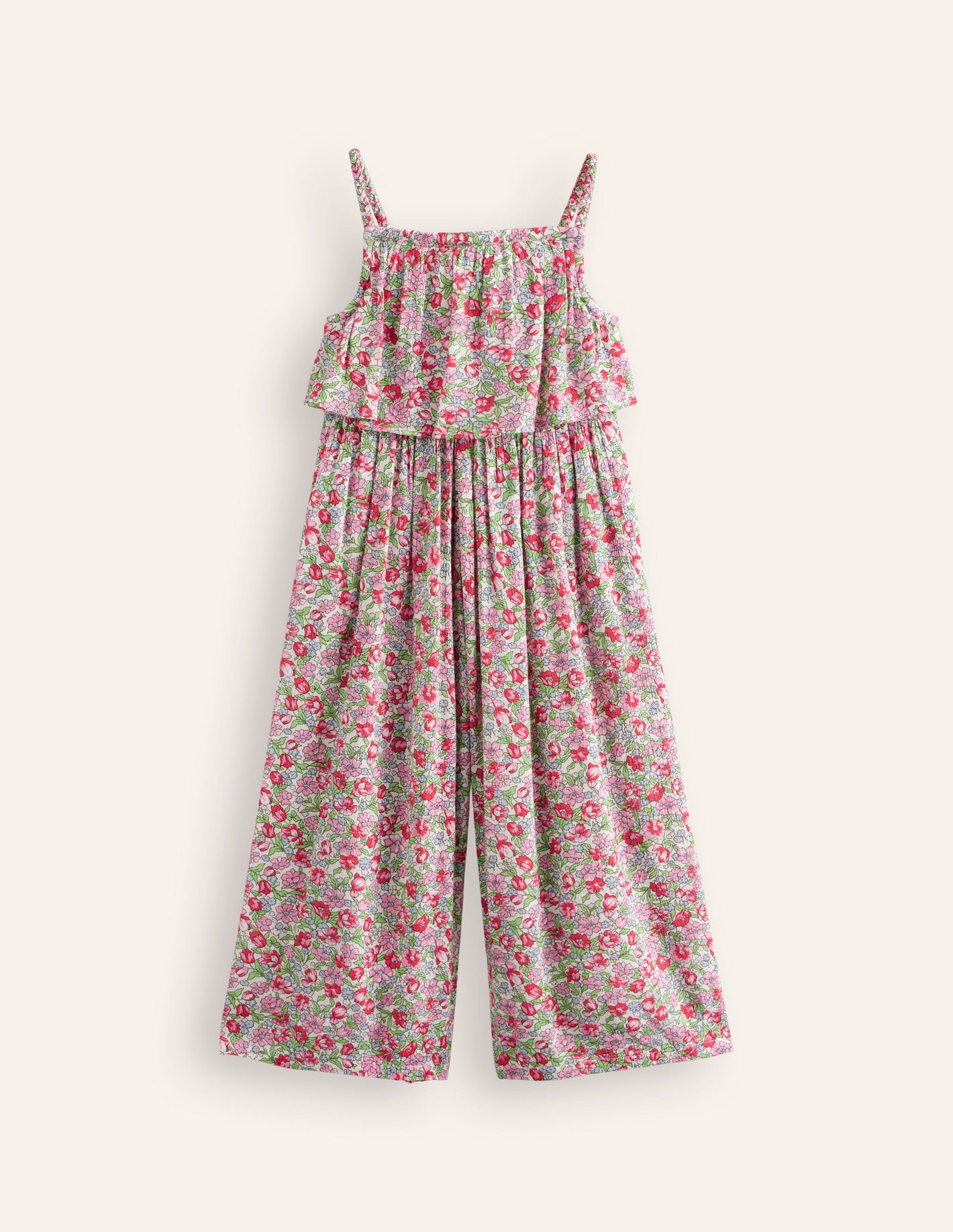 Wide Leg Jumpsuit-Bubblegum Peony Floral