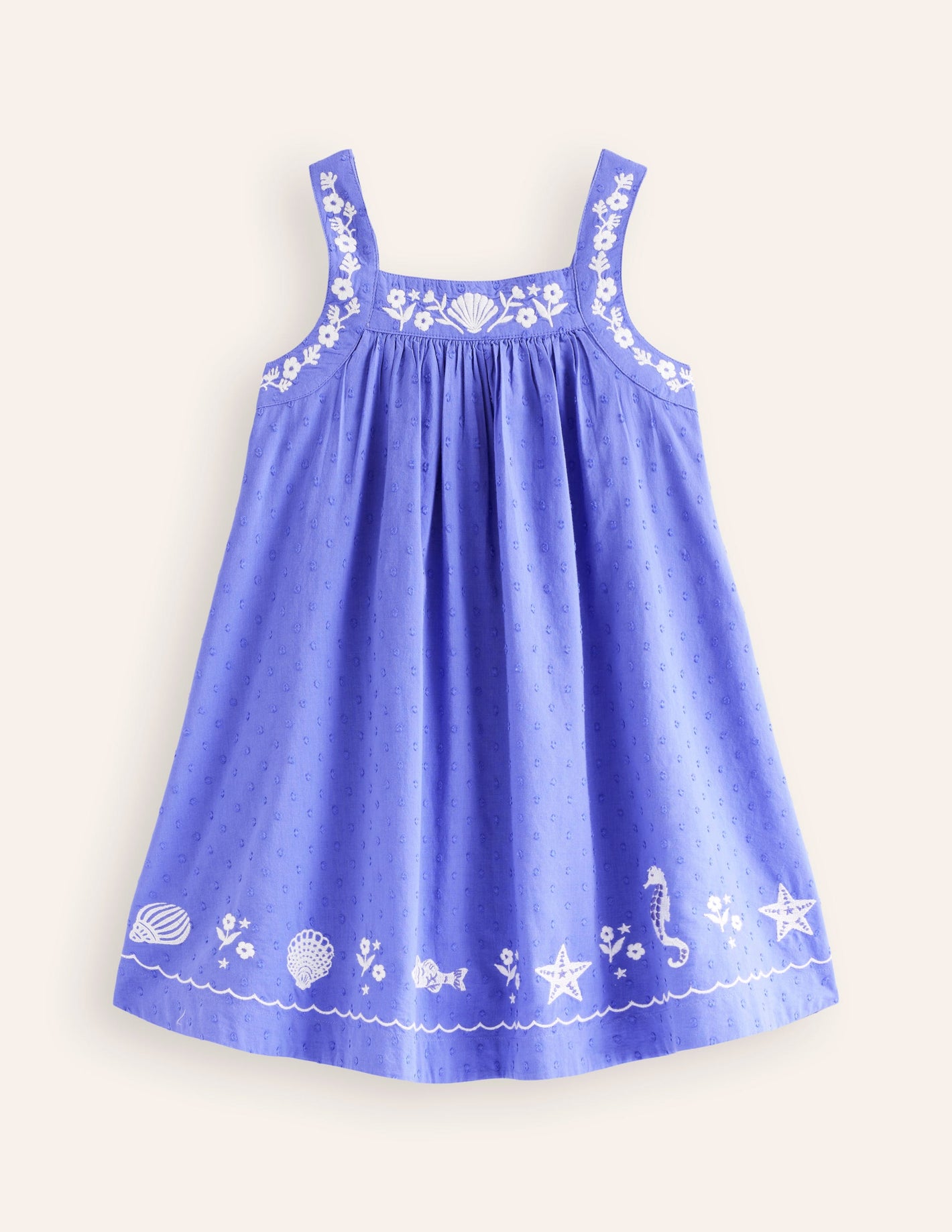 Embroidered Twirly Dress-Wisteria Blue Reef