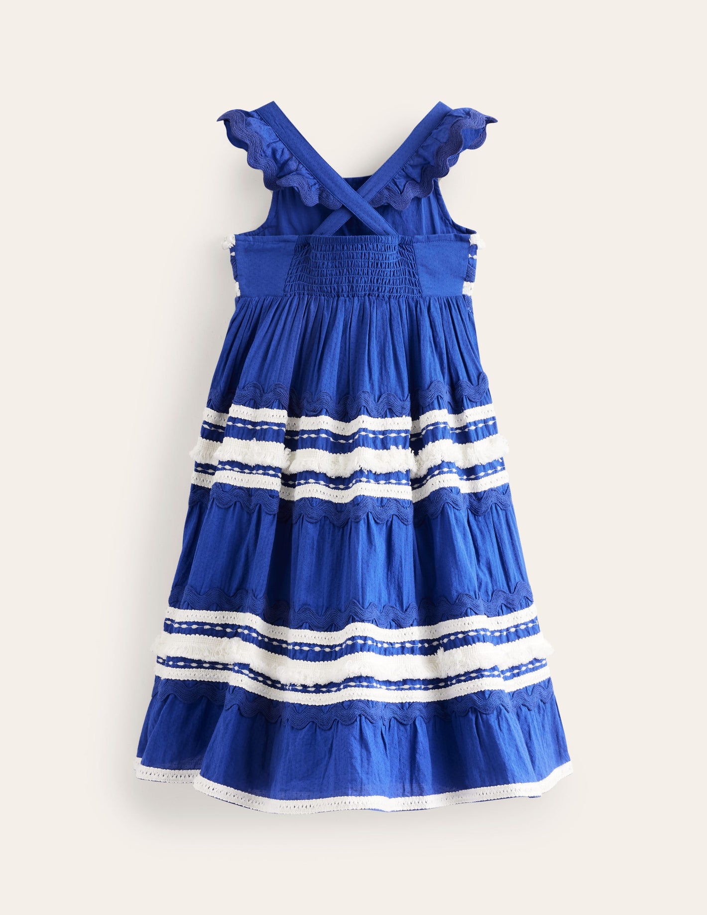 Tiered Twirly Ric Rac Dress-Sapphire Blue