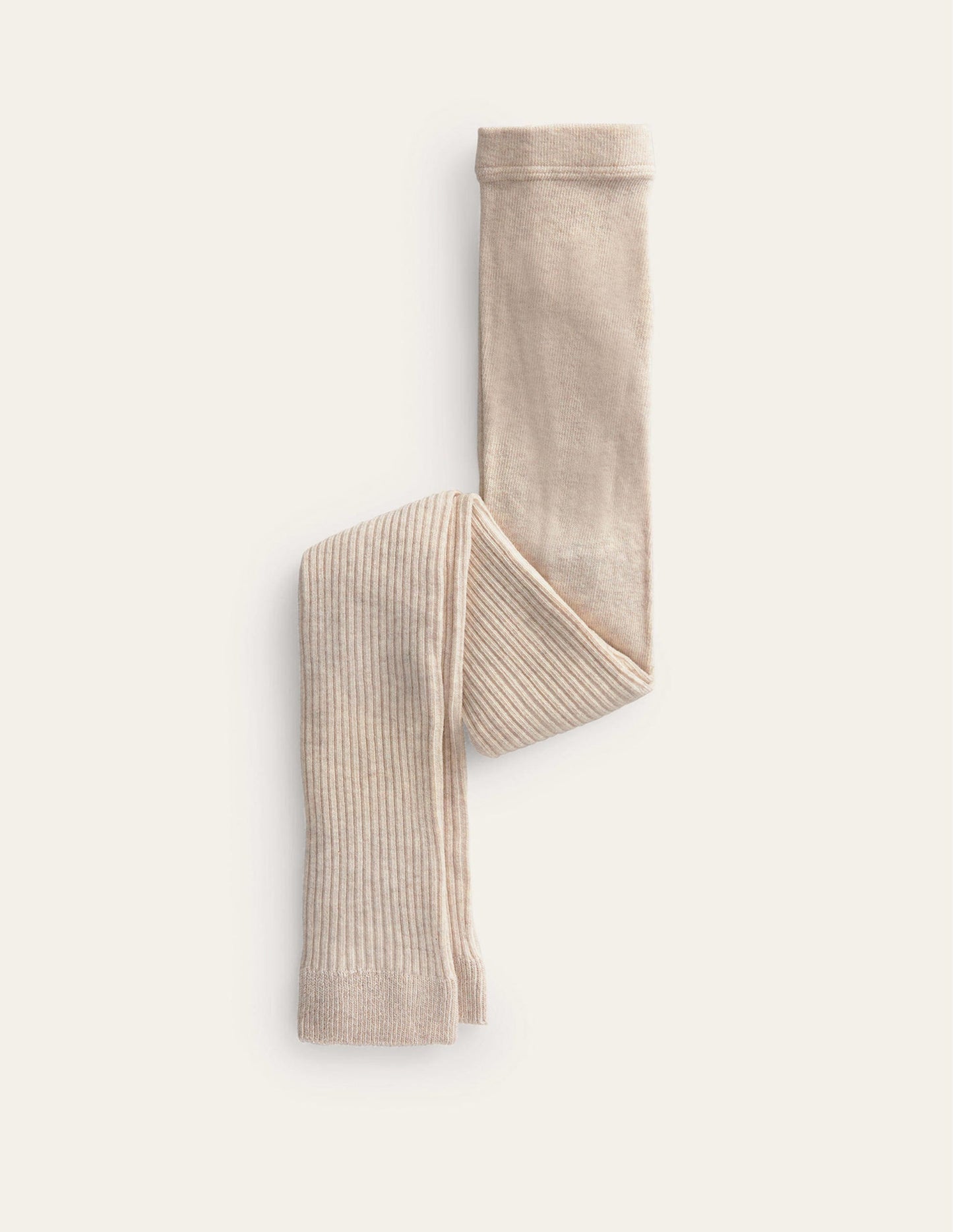 Ribbed Footless Tights-Oatmeal Marl