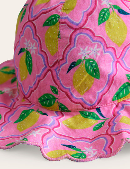 Wide Brimmed Hat-Pink Lemon Grove