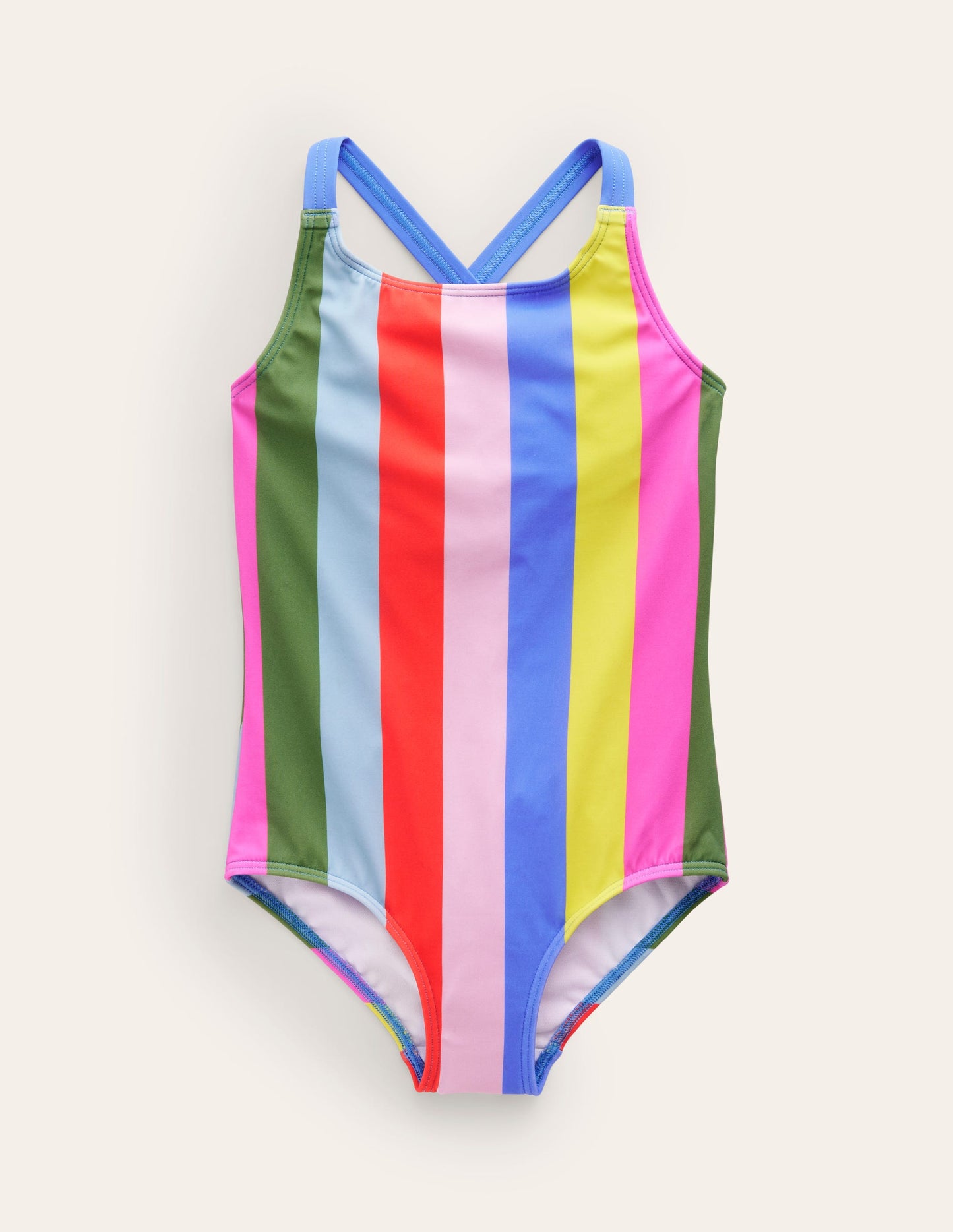 Cross-back Printed Swimsuit-Multi Stripe