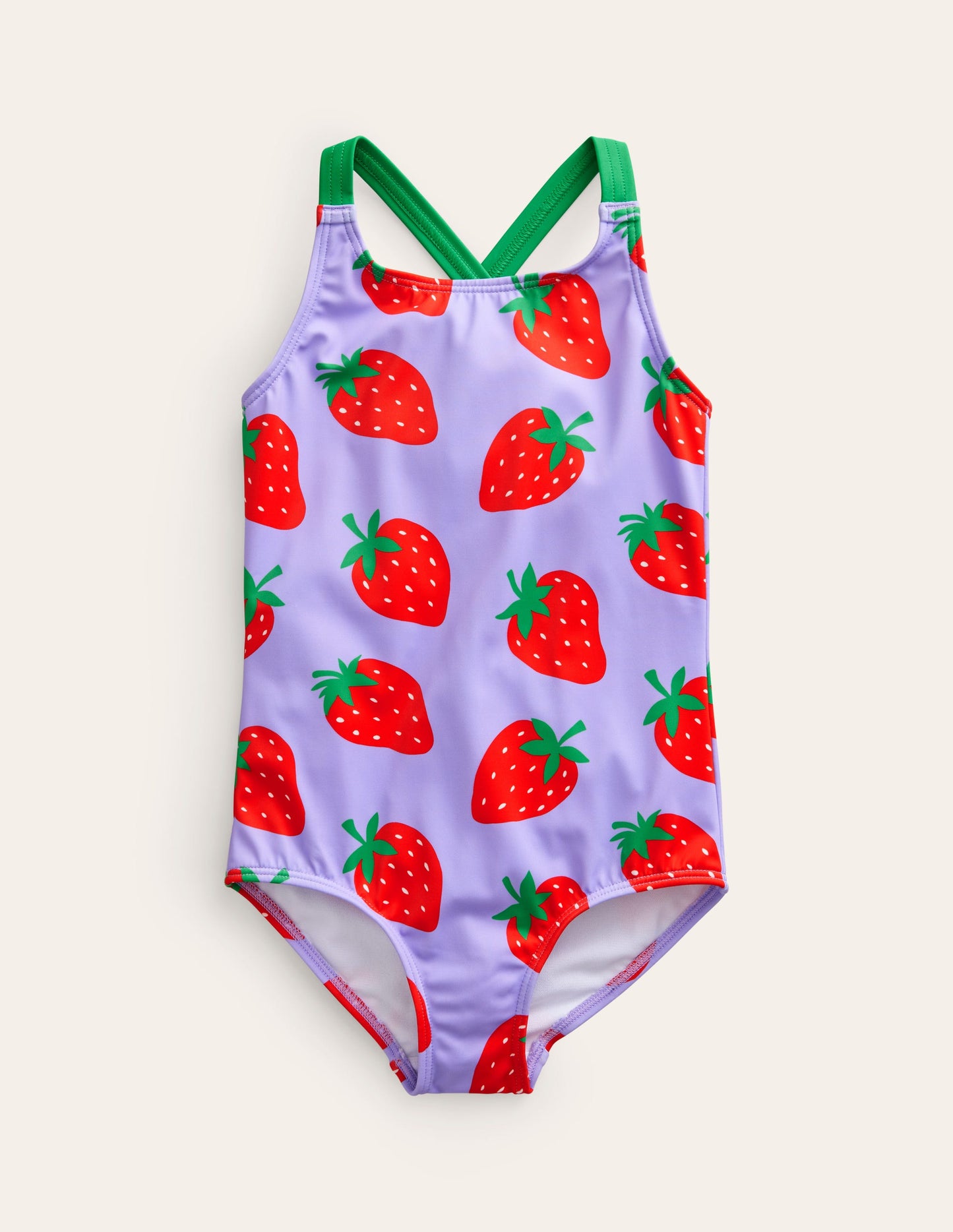 Cross-back Printed Swimsuit-Violet Tulip Strawberries