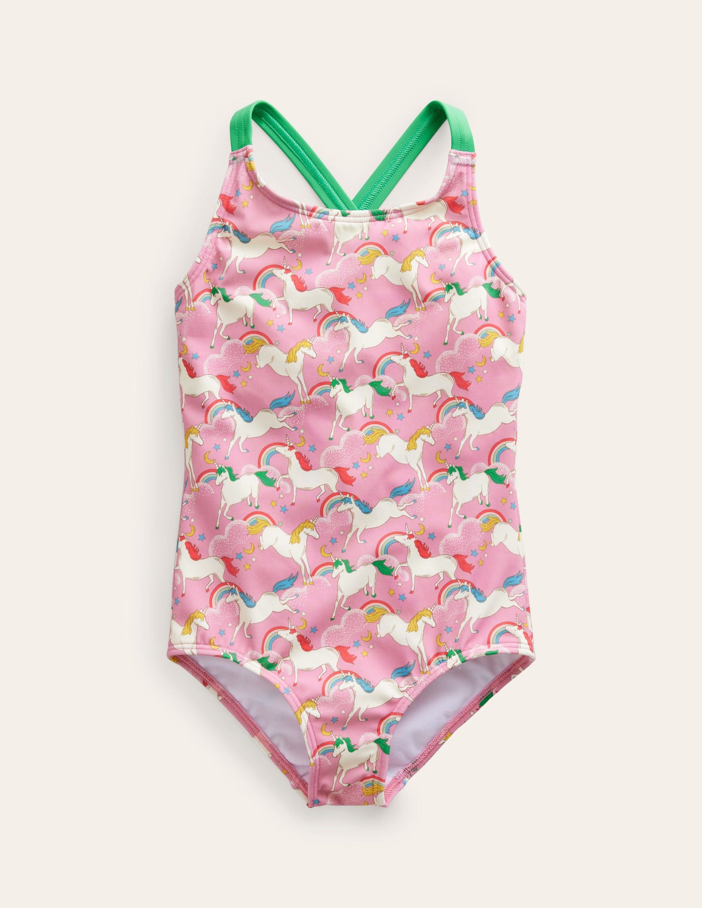 Cross-back Printed Swimsuit-Formica Pink Unicorns