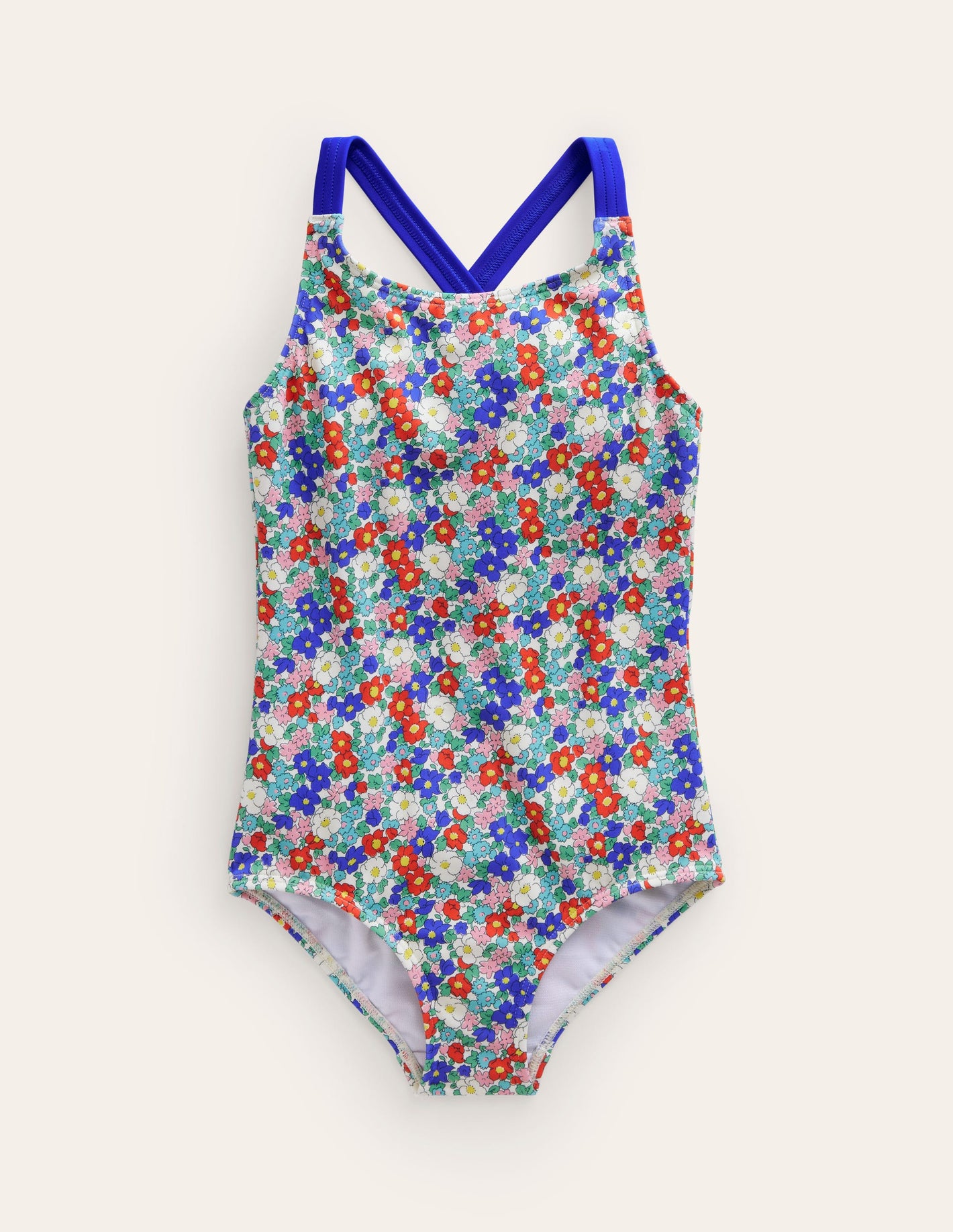 Cross-back Printed Swimsuit-Nautical Floral