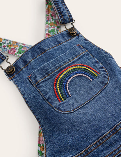 Fun Dungaree-Light Vintage Denim Rainbow