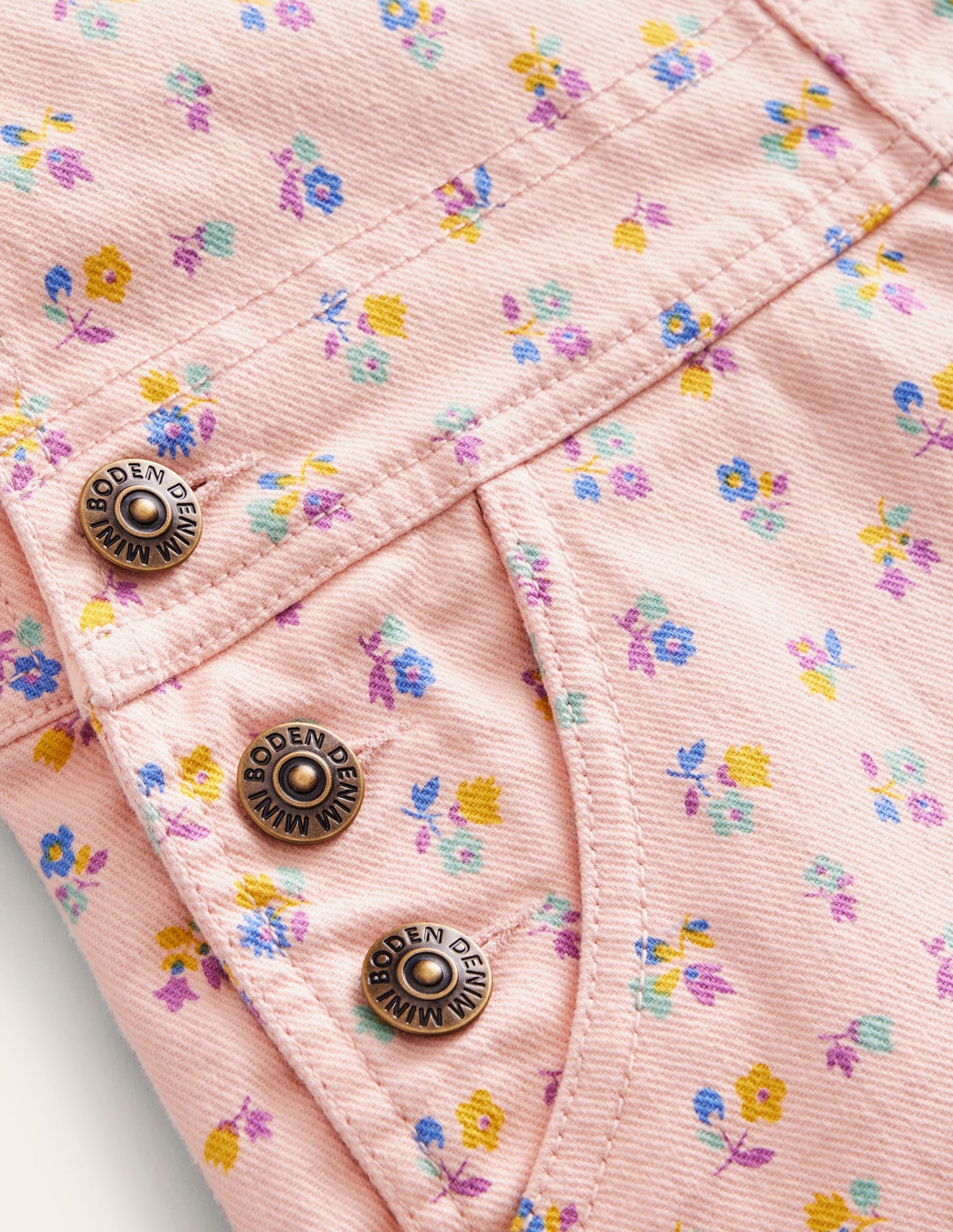 Heart Pocket Short Dungarees-Provence Dusty Pink Sprig