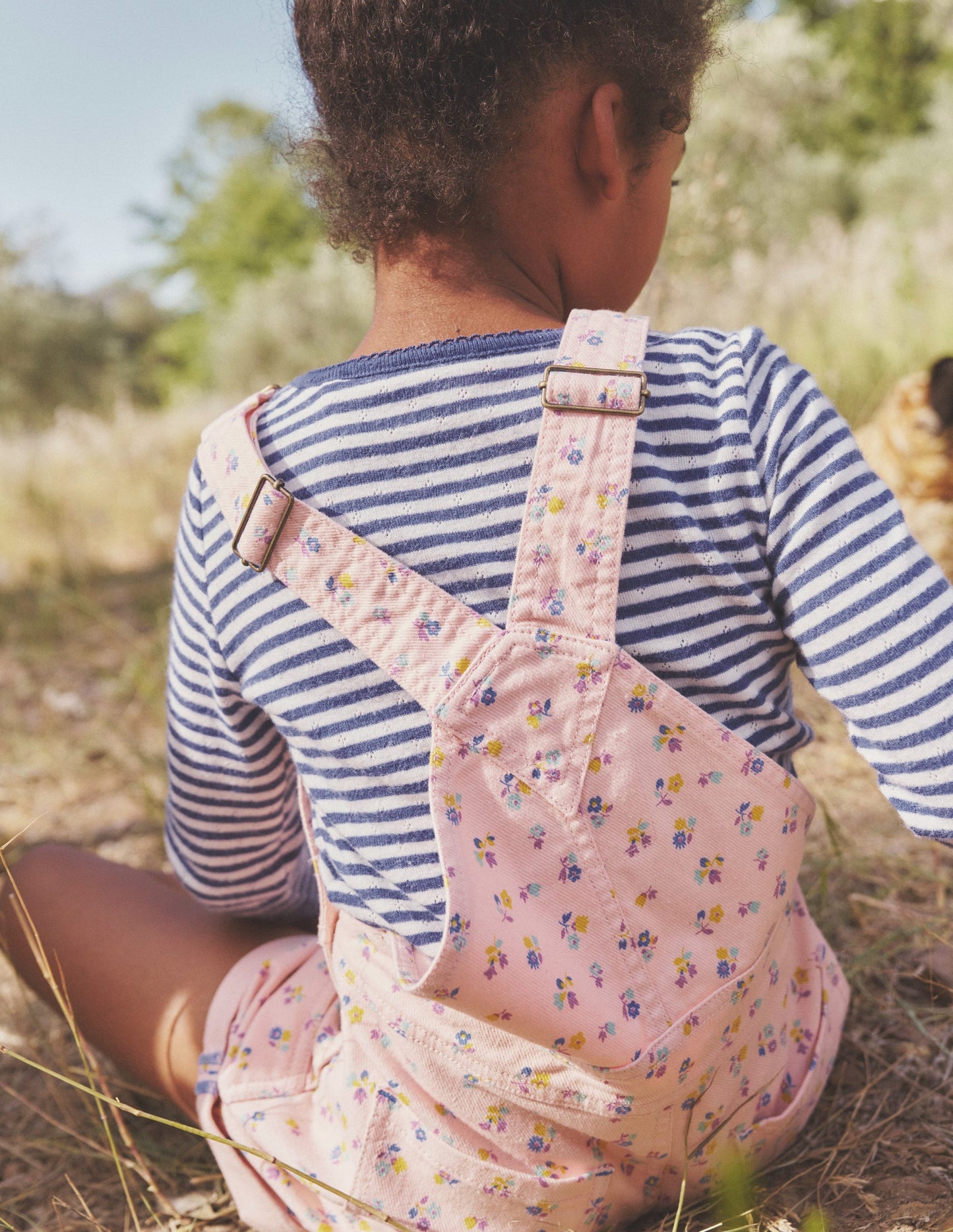 Heart Pocket Short Dungarees-Provence Dusty Pink Sprig