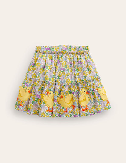 Appliqué Skirt-Yellow Spring Bloom Chicks