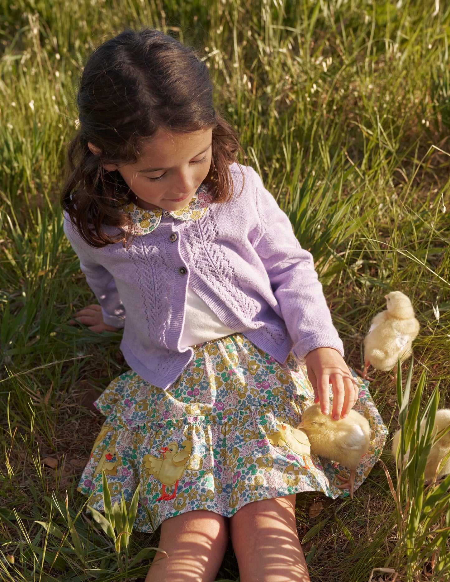 Appliqué Skirt-Yellow Spring Bloom Chicks