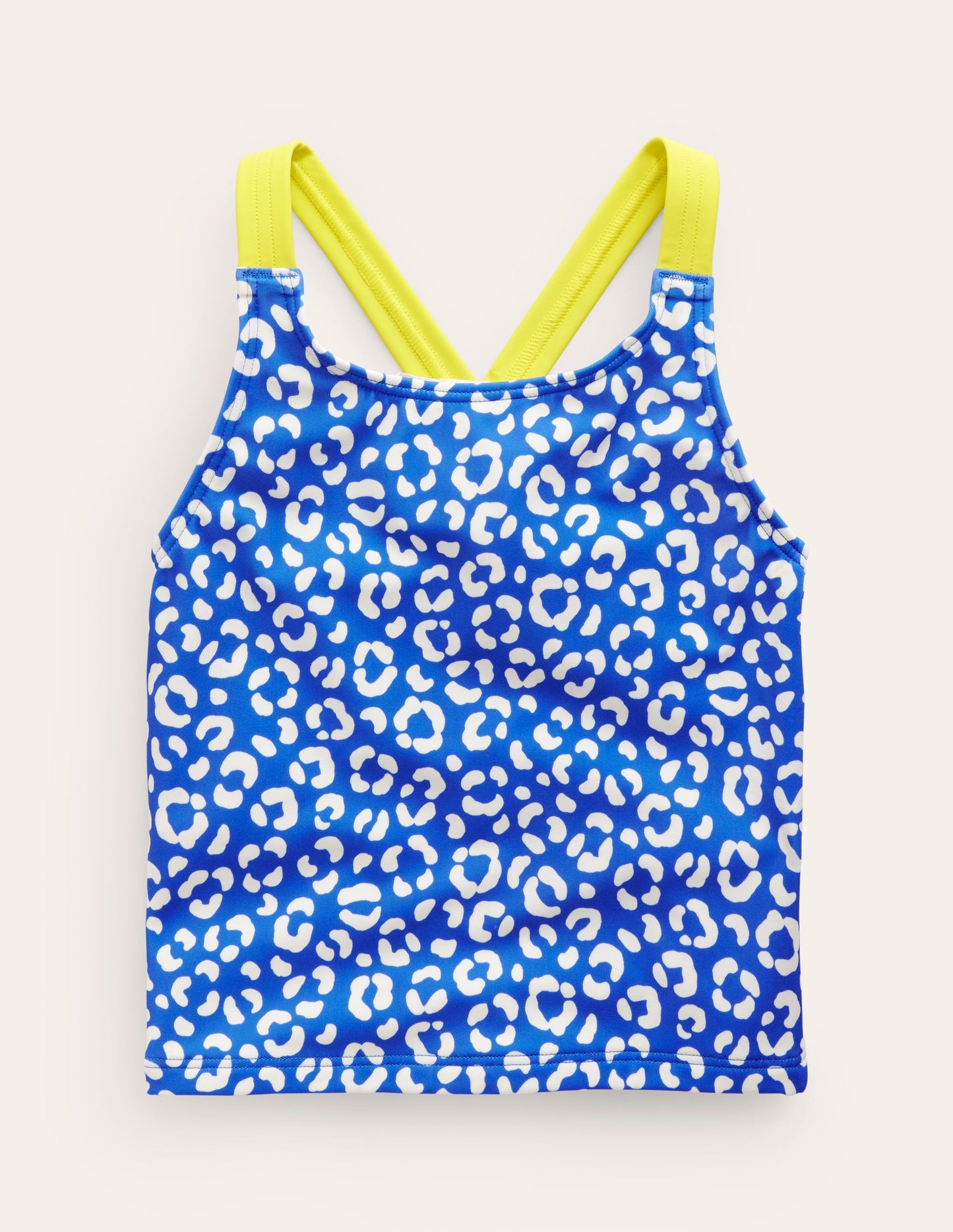 Cross Back Tankini Top-Blue Leopard