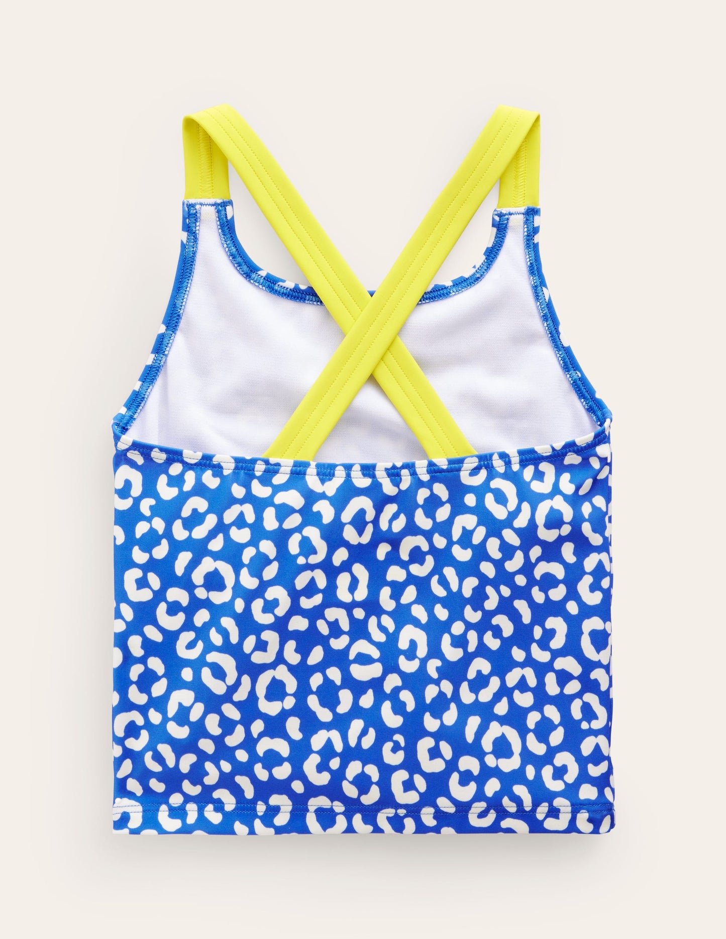 Cross Back Tankini Top-Blue Leopard