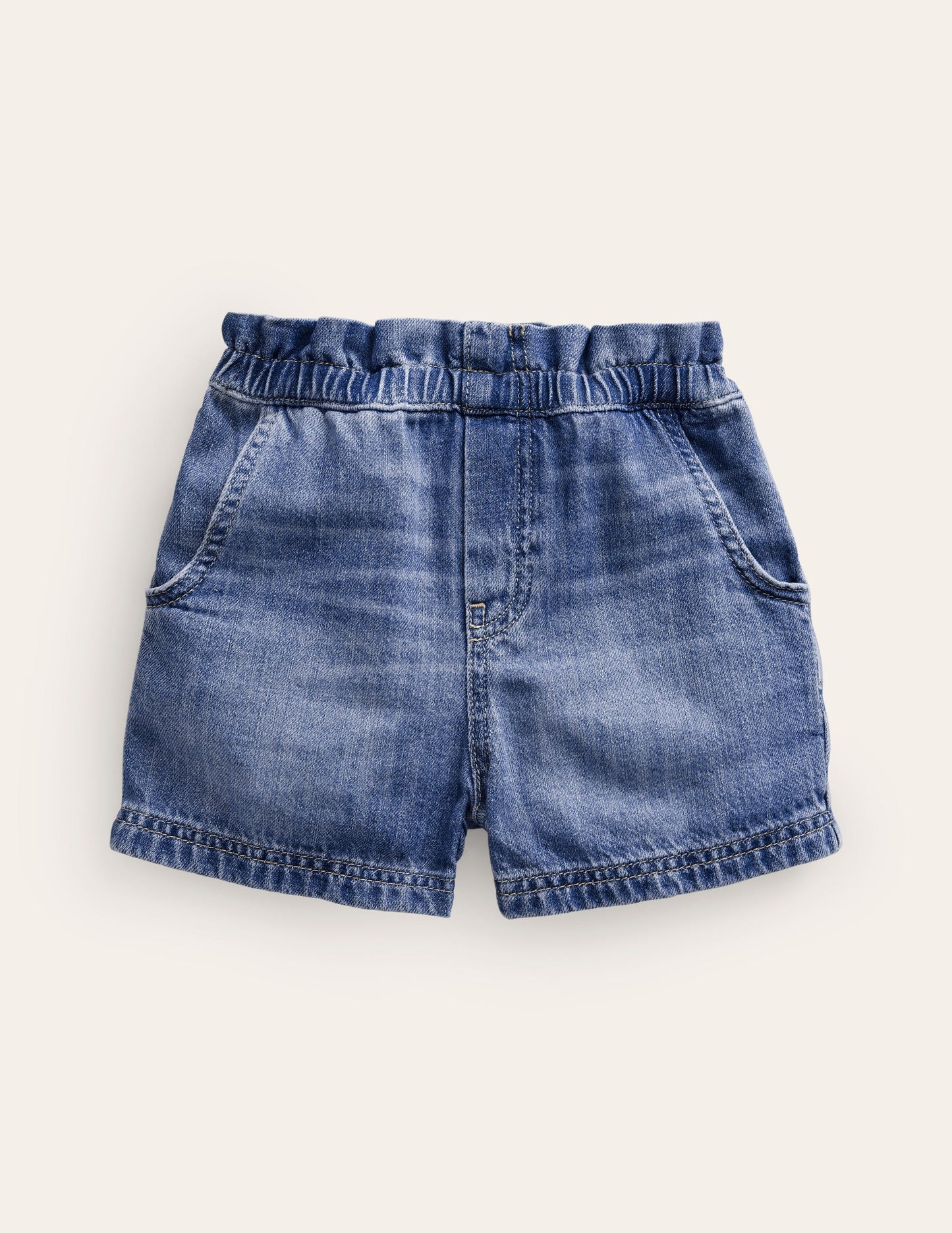 Pull-on Shorts-Plain Denim