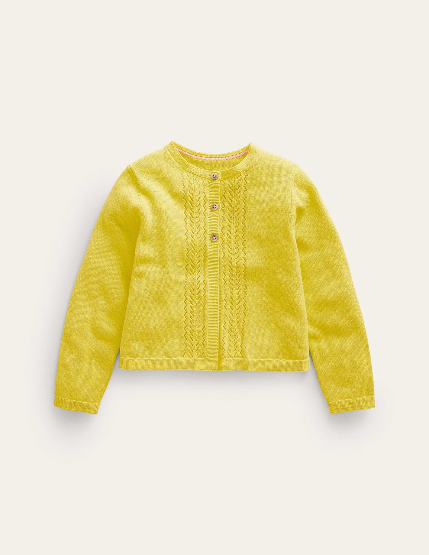 Pointelle Cotton Cardigan-Zest Yellow