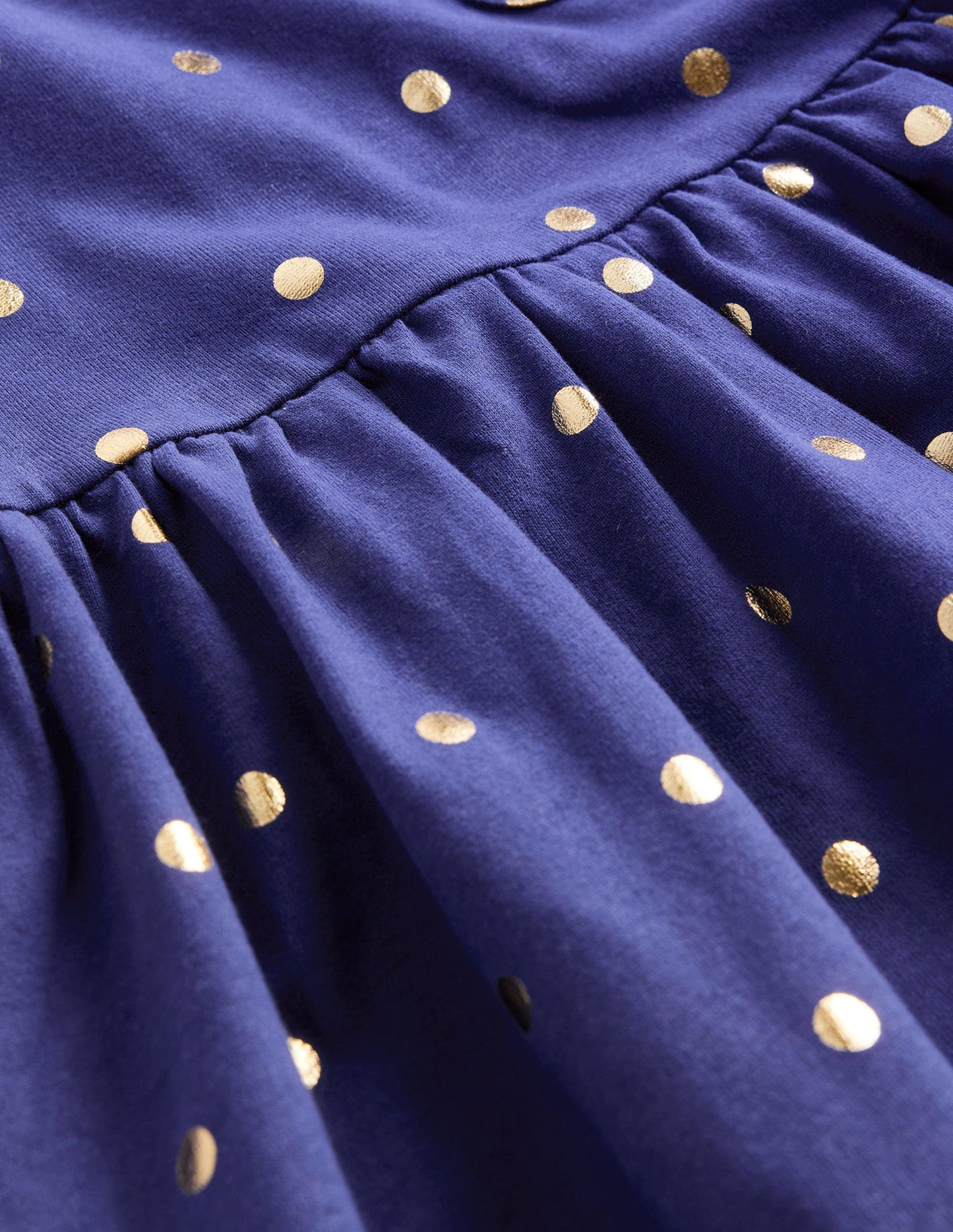 Short-sleeved Fun Jersey Dress-Classic Navy/Gold Spot