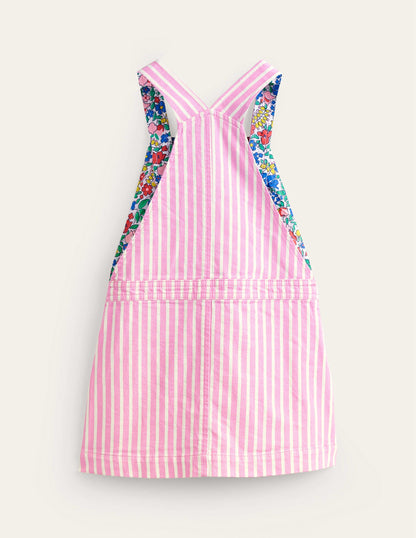 Dungaree Dress-Cosmic Pink / Ivory Stripe