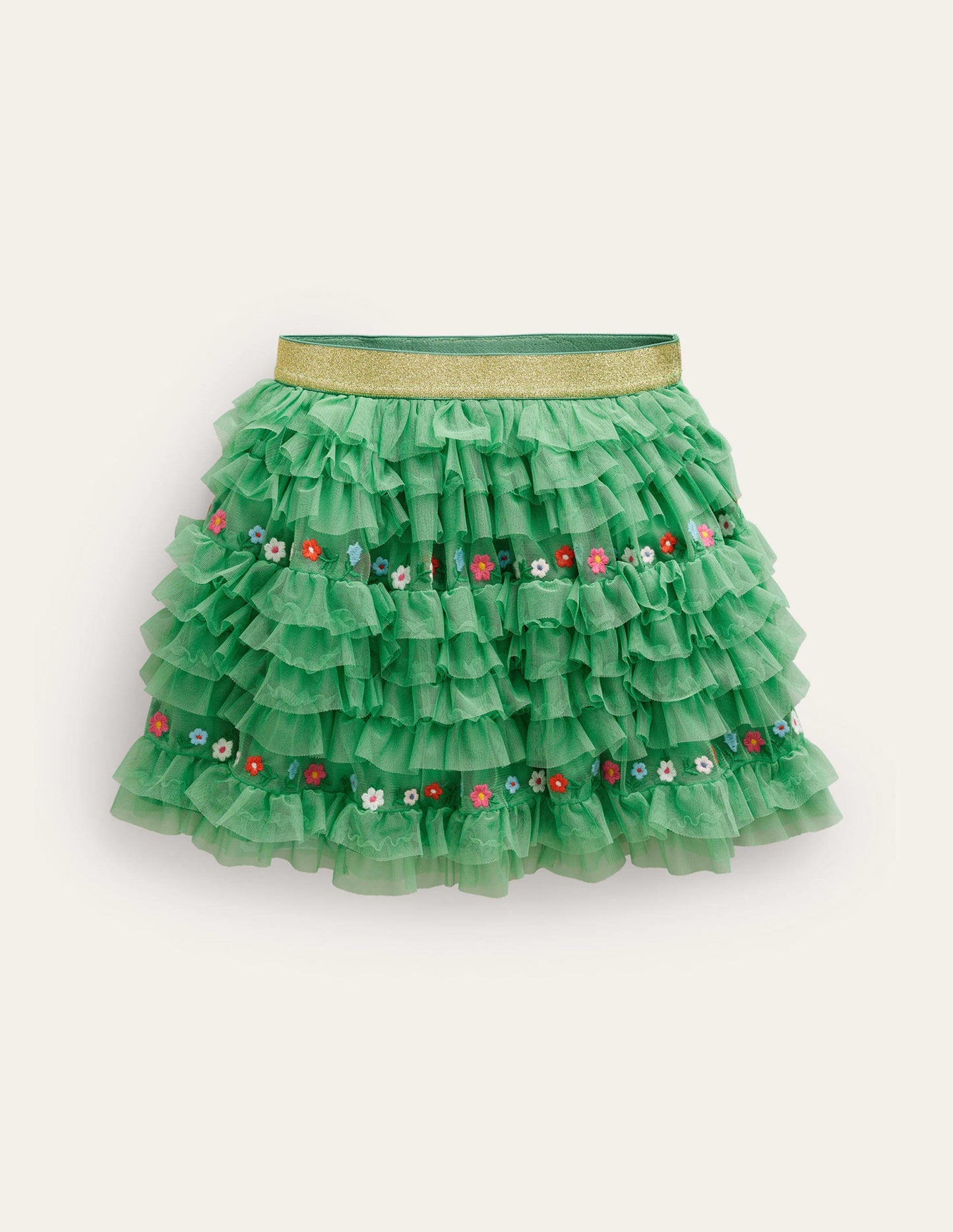 Tulle Ruffle Skirt-Aloe Green