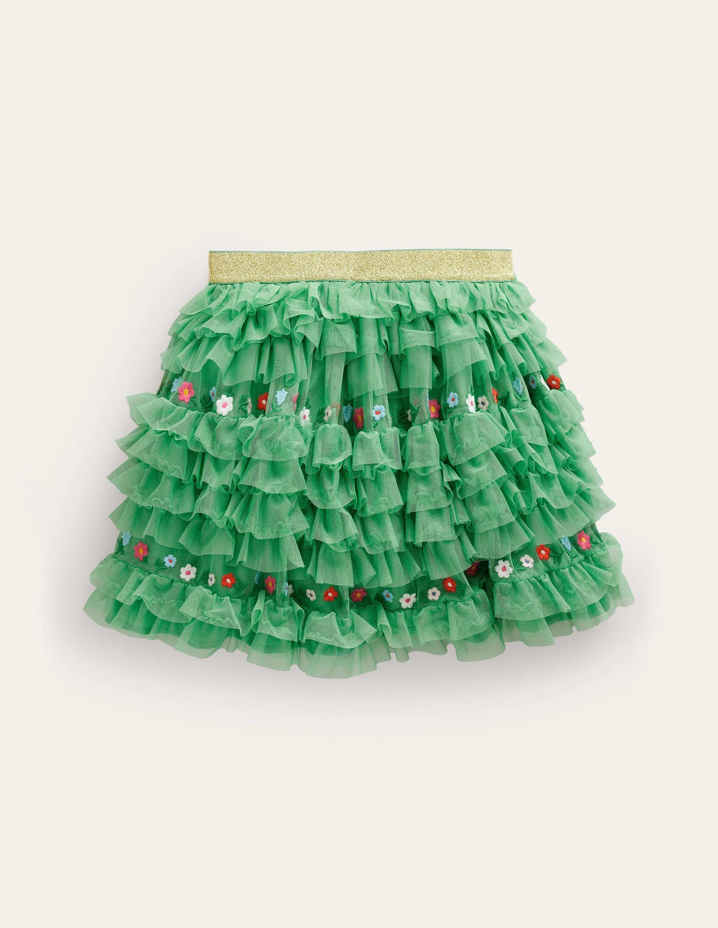 Tulle Ruffle Skirt-Aloe Green