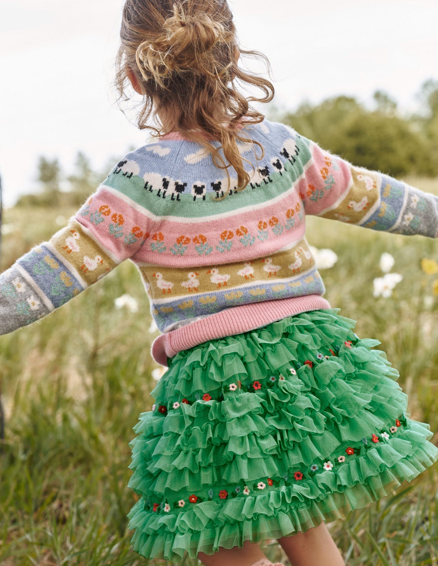 Tulle Ruffle Skirt-Aloe Green