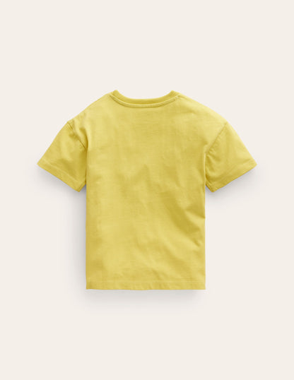 Embroidered Logo T-Shirt-Zest Yellow Dinosaur