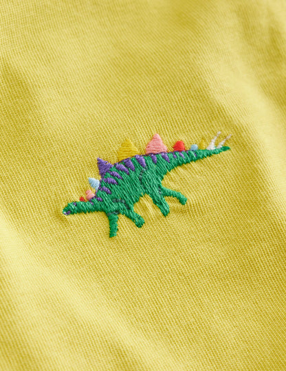 Embroidered Logo T-Shirt-Zest Yellow Dinosaur