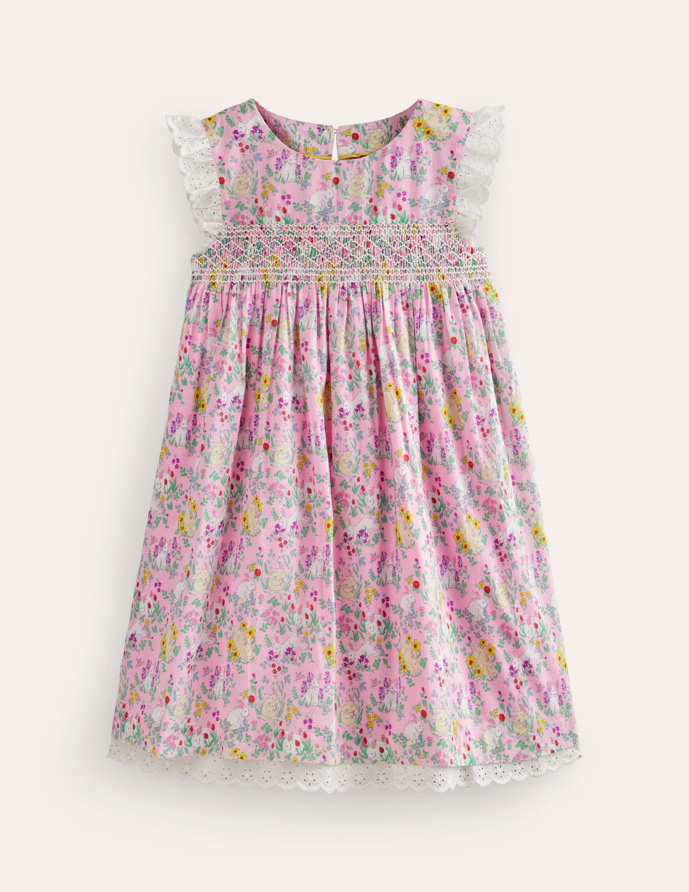 Smocked Lace Trim Dress-Sweet Pea Bunny Meadow