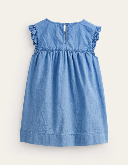 Woven Heart Pocket Tunic-Chambray